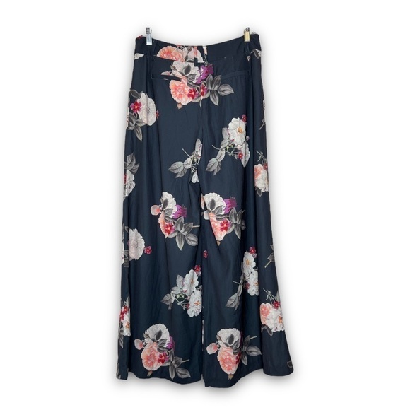 CAMEO Wide Leg Ankle Cropped Floral High Waist Pleated Oversized Palazzo Pants S - Picture 5 of 8